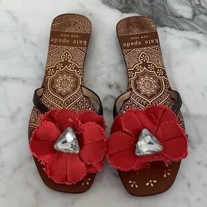 Kate Spade Red Floral Embellished Sandals